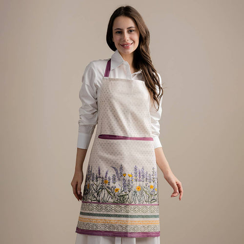 Apron 100% Cotton with Adjustable Neck Strap -Fanny Lavender