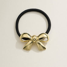 Load image into Gallery viewer, Metallic Silver Toned Bow Hair Tie