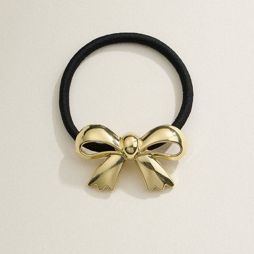 Metallic Gold Toned Bow Hair Tie