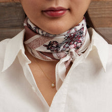 Load image into Gallery viewer, Blue Floral Butterfly Silk Texture Square Scarf