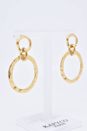 Golden Hammered Triple Hoop Earrings