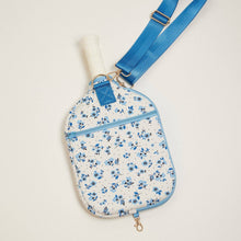 Load image into Gallery viewer, Blue-Floral-Neoprene-Pickleball-Paddle-Bag: Blue