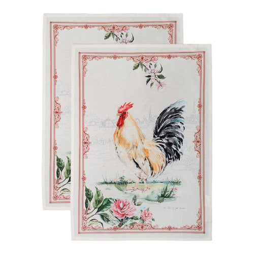 Kitchen Towels 100% Cotton - Set of 2 - Campagne - Coq