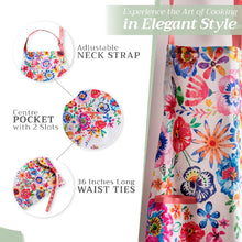 Load image into Gallery viewer, Apron 100% Cotton with Adjustable Neck Strap - Happy Florals