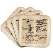 Load image into Gallery viewer, Early 1900s Sketch Of Airplanes: Set of 4 Coasters