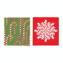 Load image into Gallery viewer, Candy Cane Reusable Swedish Sponge-Cloths, Set of 2