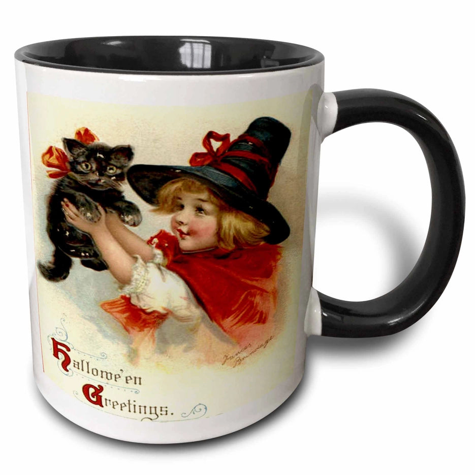 11oz Two-Tone Cute Cat Mug Halloween Greetings