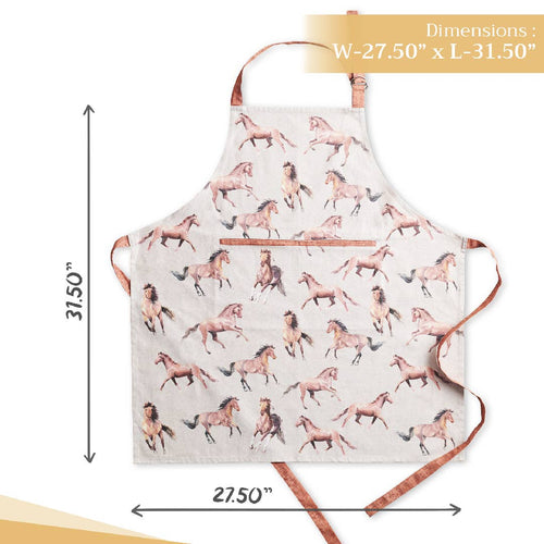 Apron 100% Cotton with Adjustable Neck Strap - Free Horses