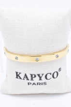 Load image into Gallery viewer, Gold Tone Steel Bangle Bracelet with Crystals