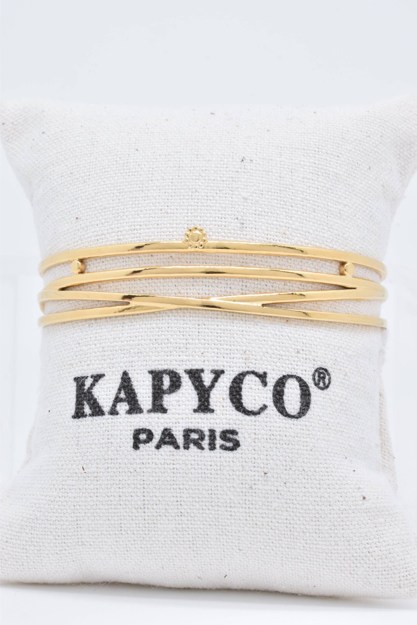 Gold Tone Steel Layered Bangle Cuff