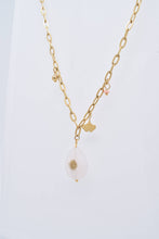 Load image into Gallery viewer, Gold-toned Steel Necklace with Natural Rose Gold Stone