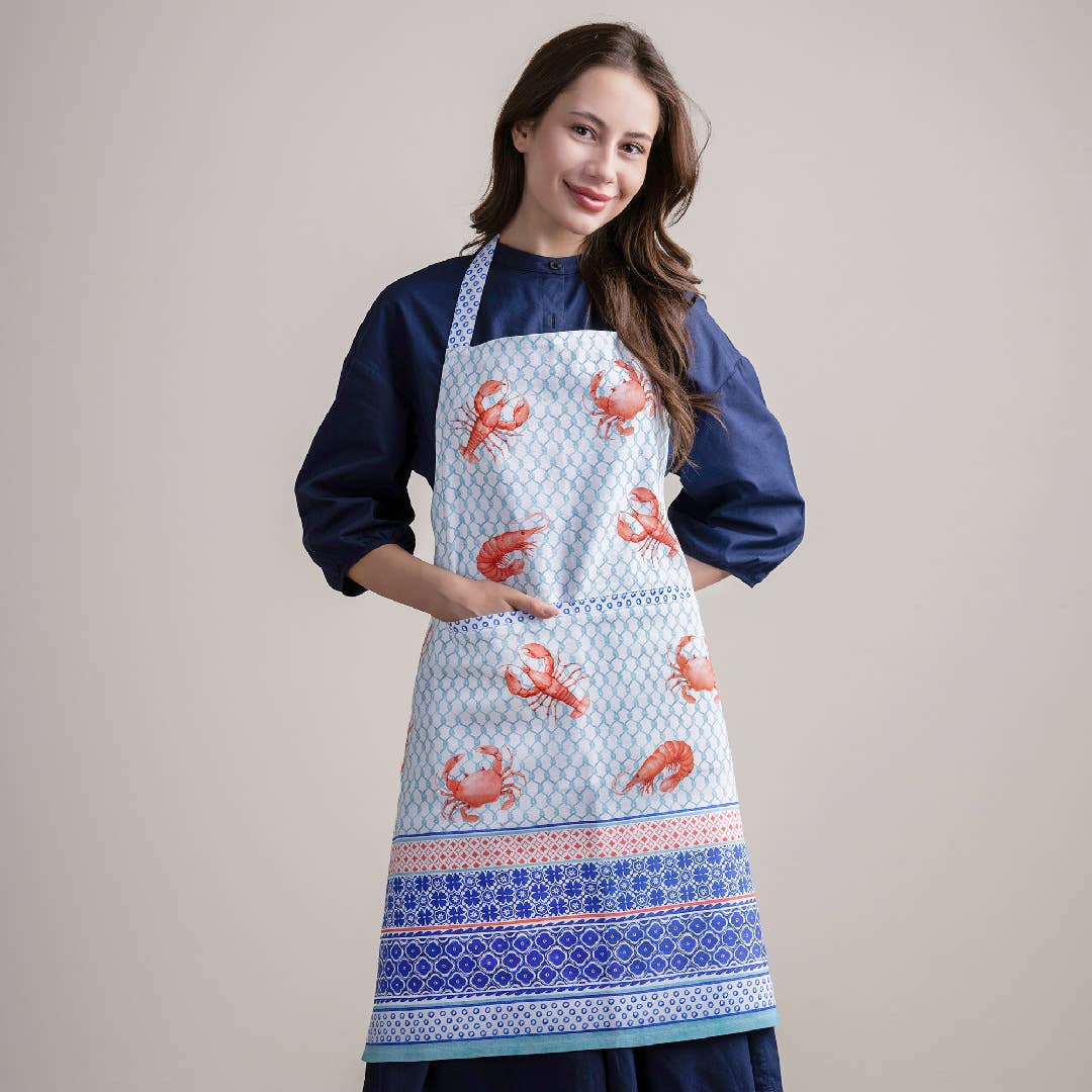 Apron 100% Cotton with Adjustable Neck Strap - Lobster Love