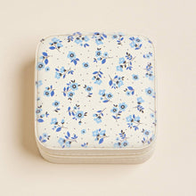 Load image into Gallery viewer, Blue Flower Pattern Jewelry Box -Travel Size