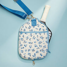 Load image into Gallery viewer, Blue-Floral-Neoprene-Pickleball-Paddle-Bag: Blue