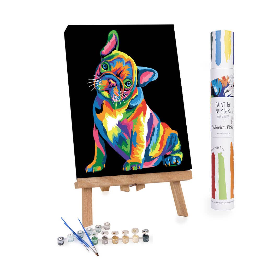 Colorful French Bulldog Paint by Numbers Canvas Kit