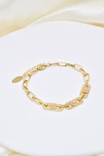 Load image into Gallery viewer, Golden Natural Rose Quartz Chain Bracelet
