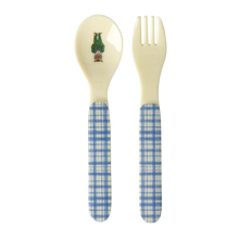Load image into Gallery viewer, Baby Spoon and Fork - Blue - Nathalie Lété Print