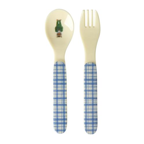 Baby Spoon and Fork - Blue - Nathalie Lété Print