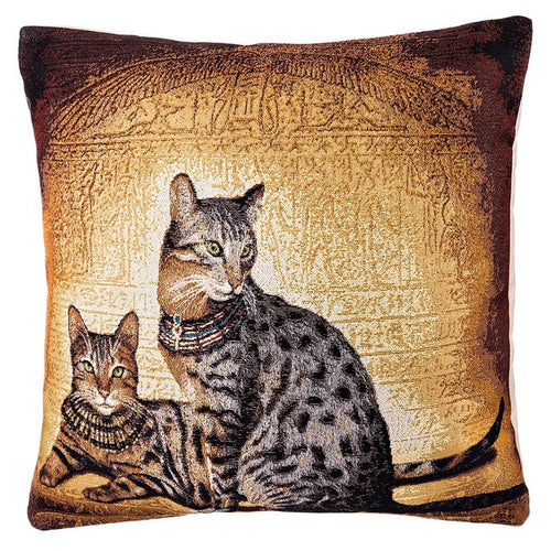 Decorative Gobelin Egyptian Cats Tapestry Pillow Cover