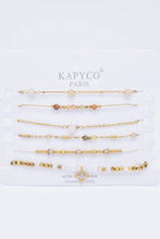 Load image into Gallery viewer, Set of 6 Gilded Steel Bracelets with Natural Stones