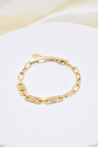 Golden Natural Rose Quartz Chain Bracelet