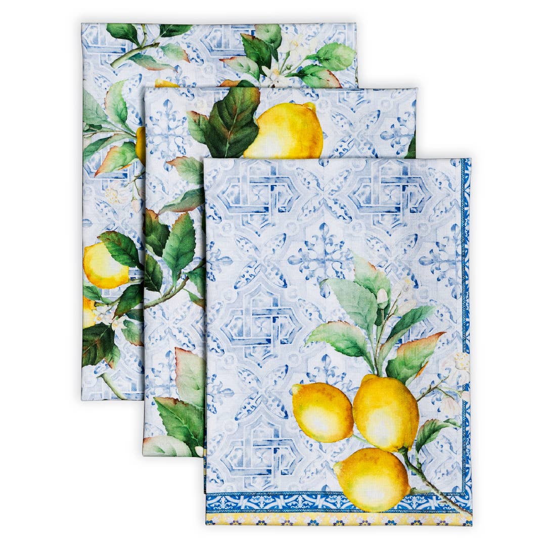 Kitchen Towels 100% Cotton - Set of 3 - Citrus
