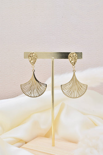 Golden Paris Fan Earrings
