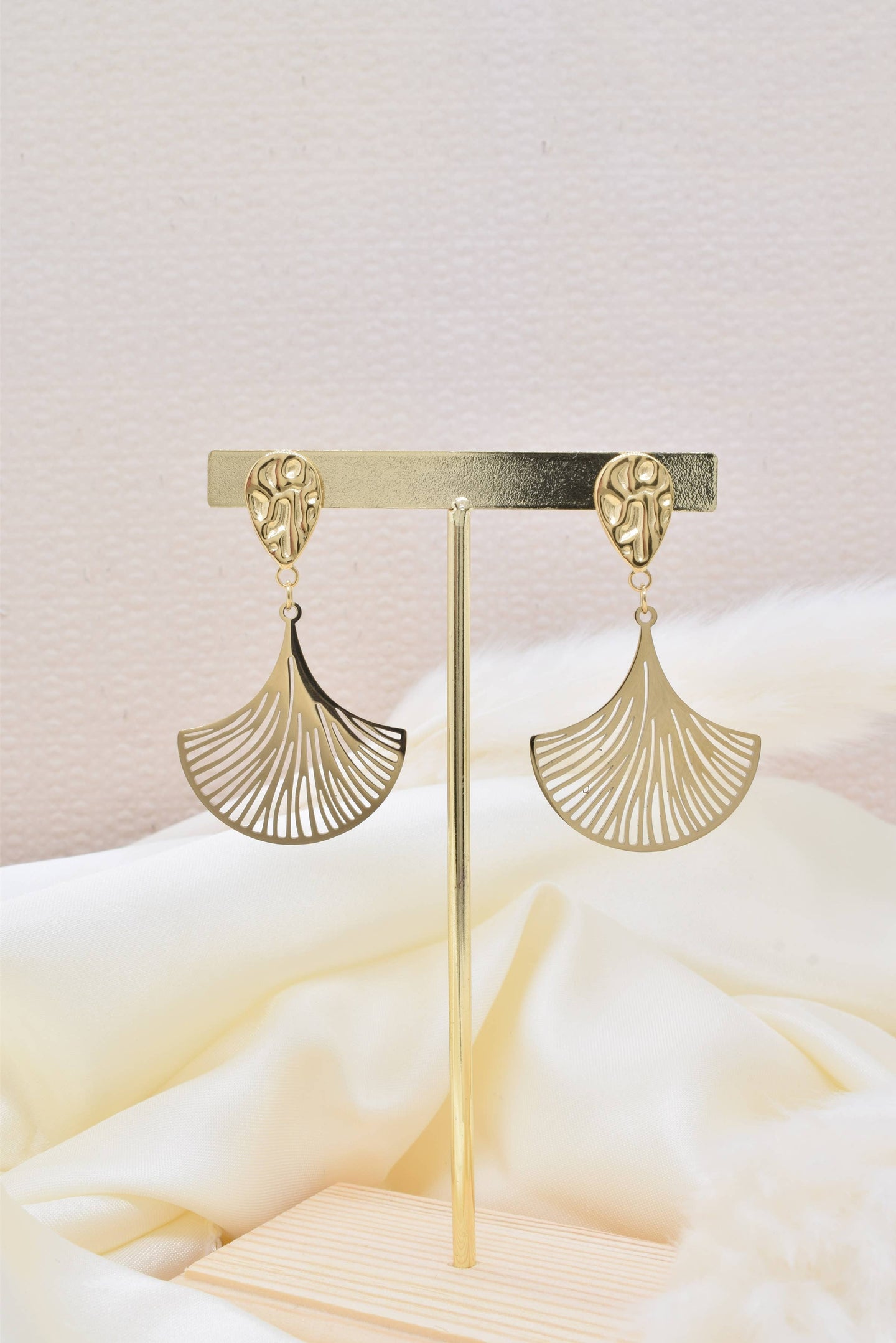 Golden Paris Fan Earrings