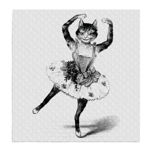 Cat Ballerina Dancing Swedish Dishcloth