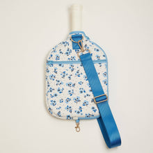 Load image into Gallery viewer, Blue-Floral-Neoprene-Pickleball-Paddle-Bag: Blue