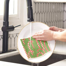 Load image into Gallery viewer, Candy Cane Reusable Swedish Sponge-Cloths, Set of 2