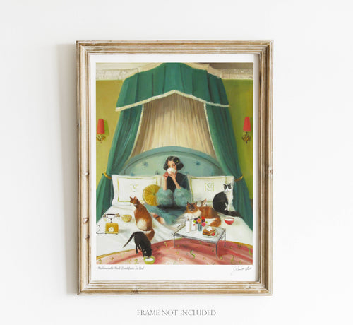 Mademoiselle Mink Breakfasts In Bed Art Print - 8.5 X 11