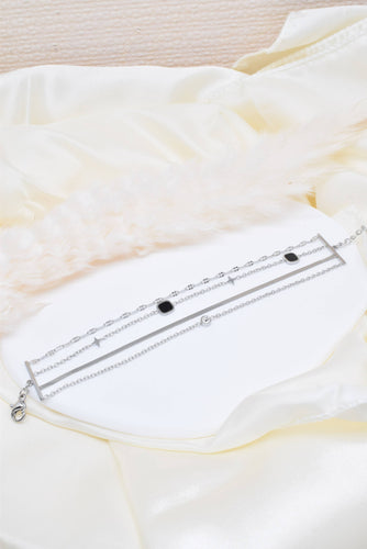 Four Row Black Crystal Stainless Steel Bracelet