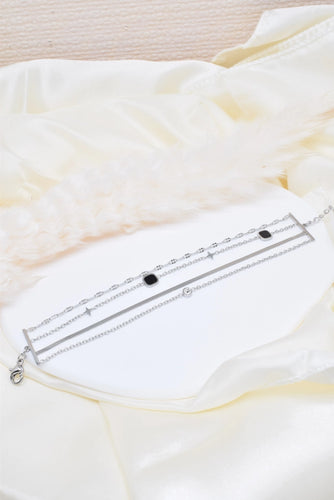 Four Row Crystal Steel Bracelet