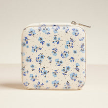 Load image into Gallery viewer, Blue Flower Pattern Jewelry Box -Travel Size