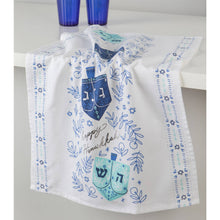 Load image into Gallery viewer, Dreidels Hanukkah Dishtowel