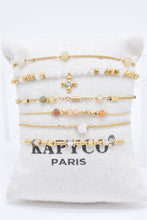 Load image into Gallery viewer, Set of 6 Gilded Steel Bracelets with Natural Stones