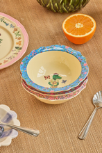 Load image into Gallery viewer, Melamine Vintage Bowl with Nathalie Lété Print - Blue- 8.4oz