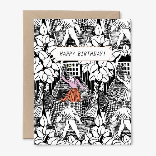 Pickleball | Tennis Vintage Art Happy Birthday Card