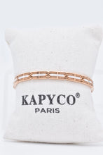 Load image into Gallery viewer, Rosé Steel Bangle Bracelet with Crystals