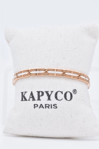 Rosé Steel Bangle Bracelet with Crystals