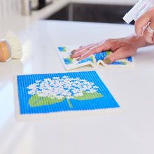 Load image into Gallery viewer, Hydrangea Reusable Swedish Sponge-Cloths, Set of 2