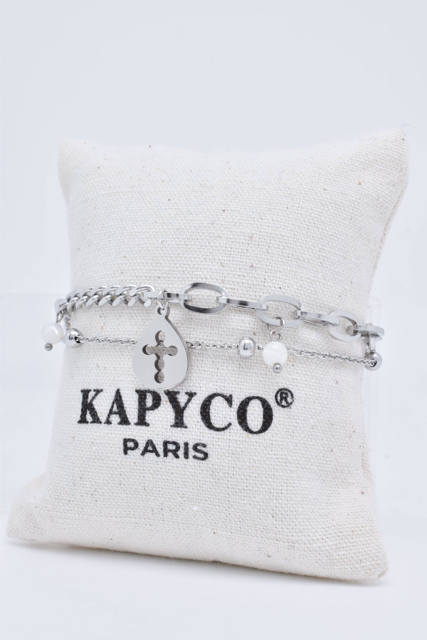 Double Chain Cross Stainless Steel Bracelet