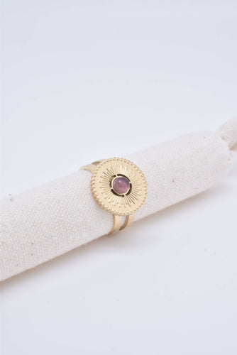 Gold Steel Amethyst Ring