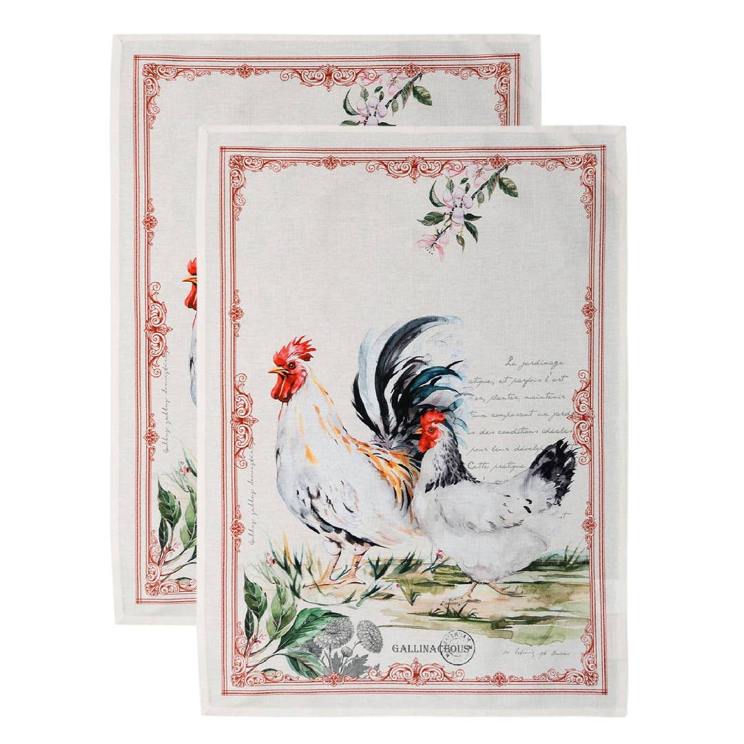 Kitchen Towels 100% Cotton -Set of 2 - Campagne - Basse Cour