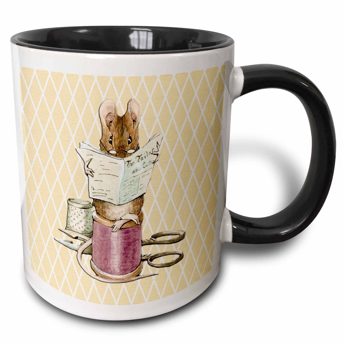 11oz Sewing Vintage Beatrix Potter Tailor of Gloucester Mouse Square Mug