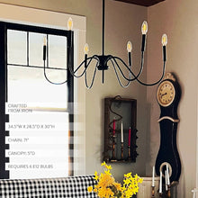 Load image into Gallery viewer, Black Metal 6 Light Candelabra Chandelier