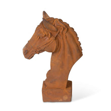 Load image into Gallery viewer, Aged Cast Iron Horse Head Sculpture for Equestrian Decor