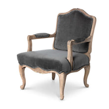 Load image into Gallery viewer, French Country Velvet Armchair with Carved Wood Frame
