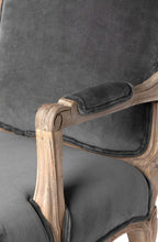 Load image into Gallery viewer, French Country Velvet Armchair with Carved Wood Frame